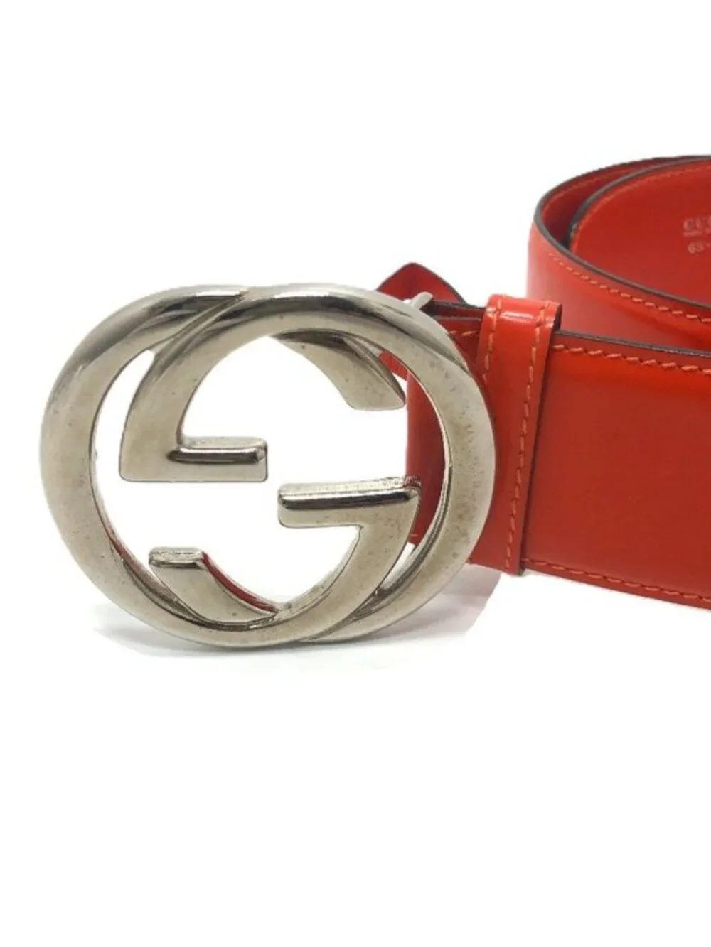Gucci Belt GG Logo 032 194 Leather Orange - Picture 5 of 9